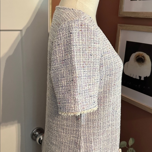 Isaac Mizrahi Boucle Tweed hip pockets lavender Cream short sleeve S Mini Dress - Picture 8 of 14